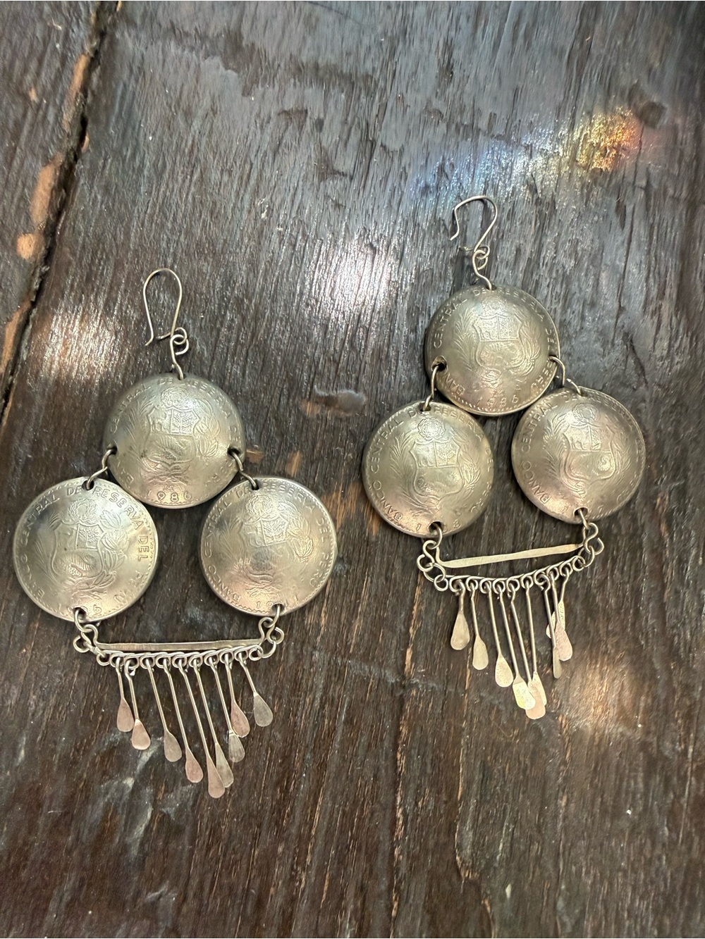 Vintage Peruvian Coin Chandelier Earrings